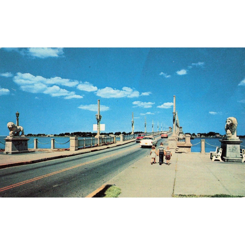 Vintage St. Augustine Florida Bridge of Lions Plastichrome Postcard P15773 D-107 - Picture 1 of 2